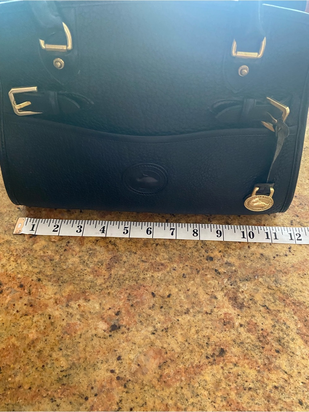 Dooney and Bourke classic Black Leather Tote Handbag with Gold Hardware - Picture 6 of 10